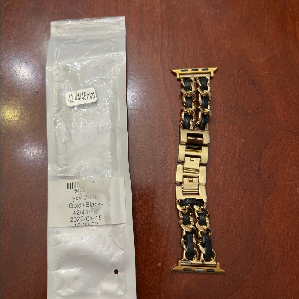 Gold and Black Chain Link  Designed Inspired Watch Band